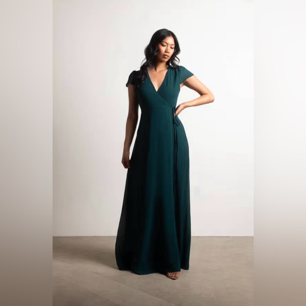 Elegant Hunter Green Bridesmaid / Wedding Guest Wrap Dress